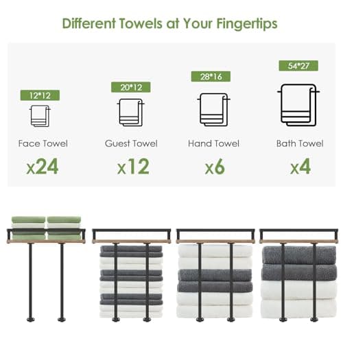 QHMCHLDZ Towel Racks for Bathroom-Wall Mounted Floating Shelves for Wall Bathroom Bedroom Kitchen Living Room, Hanging Book Shelves Decor Bathroom Organizer, 16 inch Solid Wood, Carbonized Wood Color - Thumbnail 6