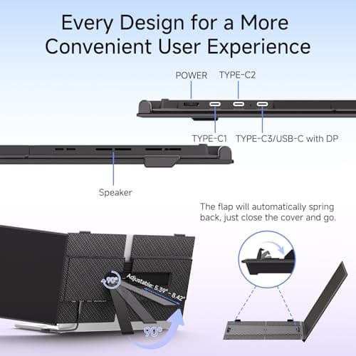 14" Laptop Screen Extender, 0.19" Ultra-Thin Laptop Monitor, Stable Damping Stand with 90° Rotation, 180° Rotation Dual Screen, Extra Compatible with Windows/Mac/Android/Switch/PS Fits 13"-17" Laptops - Thumbnail 4