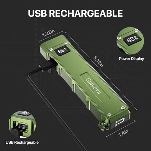 Glavoya EDC Flashlight Rechargeable,1200 Lumens Ultra Bright Flat Flashlight with 9 Modes, Portable Pocket Flash Lights with UV Light,Magnetic Flash Light for Working - Thumbnail 5