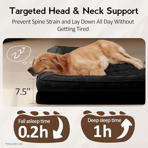 MEKIY Large Orthopedic Dog Bed with Sides Big Dog Beds with Removable Washable Cover Non-Slip Waterproof Pet Bed for Medium Large Dogs - Black L - Thumbnail 3