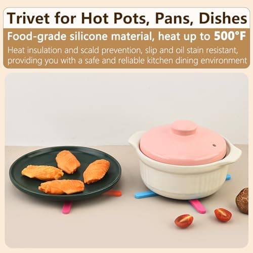 Foldable Silicone Trivets for Hot Dishes, Pots, Pans, X-Shaped Heat Resistant Folding Trivet Mats Stand, Set of 6 Non-Slip Expanding Hot Pads, Modular Color Mix & Match Table Protectors, Multi-Color - Thumbnail 2