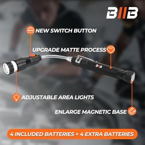 BIIB Fathers Day Gift for Husband Dad, Extendable Magnetic Pickup Tools - Telescoping Magnet with LED Flashlight Gifts for Men, Fathers Day Mens Gifts from Daughter Son, Birthday Gifts for Men Dad Him - Thumbnail 3