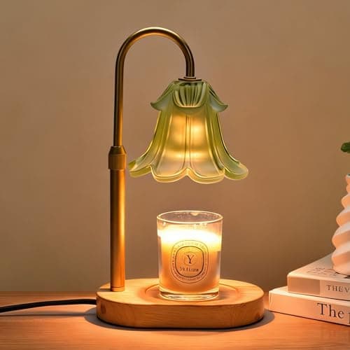 Lsctiff Candle Warmer Lamp with Timer Dimmable, Wax Melt Warmer Adjustable Height, Flower Warmer Lamp with 2 Bulbs for Jar Candles, House Warming New Home Decor, Gift for Mom Women (Green) - Image 1
