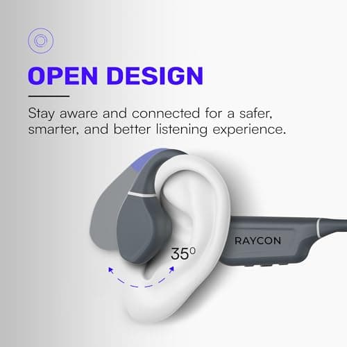 Raycon Everyday Bone Conduction Headphones Bluetooth - Open Ear Running Headphones, Sweat & Water-Resistant Earbuds with Mic for Sports & Workouts, 13hr Playtime (Gray) - Thumbnail 3