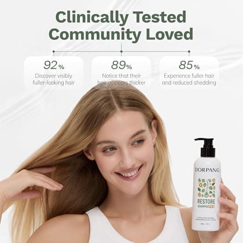 DORPANG Restore Shampoo for Thinning Hair for Women and Men, Peptide Shampoo with AnaGain™, Clinically Formulated to Fuller-Looking Hair & Scalp Balance, Sulfate-Free, 12 fl oz (355ml) Floral Scent - Thumbnail 4