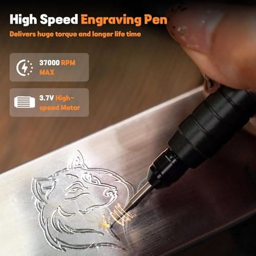 HARDELL Engraving Pen, Cordless Engraving Tool with 37000RPM, USB Rechargeable Metal Pen Engraver for Artists & DIYers, Electric Engraving Pen for Metal, Wood, Glass and Plastic - Beginner Friendly - Thumbnail 2
