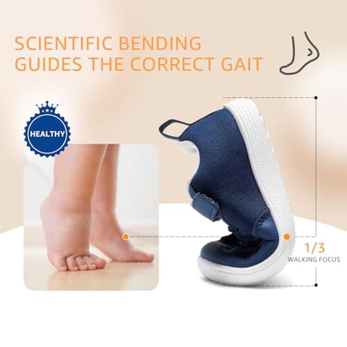 STQ Toddler Boys Wide Toe Barefoot Walking Shoes Comfort Lightweight Breathable Tennis Gym Preschool Sneakers Navy Size 11 - Thumbnail 6