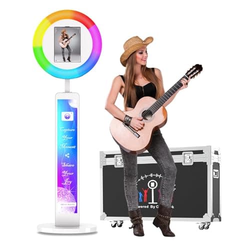 Photo Booth Compatible with Any Ipad, OHYEAHSPIN Photo Booth with Software App Control Ring Box, Music Sync,IPad Selfie Machine with Flight Case - Image 1