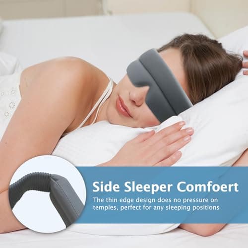 Silk Sleep Mask, Ultra Comfort Sleep Eye Mask for Side Sleeper, Memory Foam Eye Cups for Women and Men, Light Blocking Design Night Blindfold for Sleeping, Travel and Relaxation, Gray - Thumbnail 3