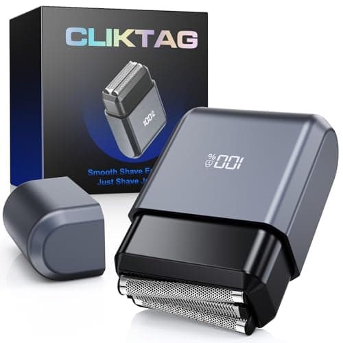 CLIKTAG Mini Electric Foil Shaver for Men - 3 Floating Blades, LED Display, USB-C Rechargeable, IPX7 Waterproof, Portable Wet/Dry Razor for Face, Ideal for Travel & Home - Image 1