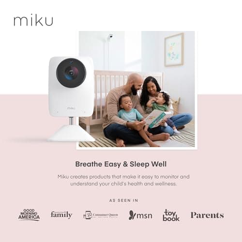 Miku Pro Smart Baby Monitor with Camera, Track Live Breathing with No Wearable, Real-Time Alerts, Sleep Analytics, 1080p Wi-Fi Video, Night Vision, and 2-Way Audio, Wall Mount & Floor Stand Included - Thumbnail 4