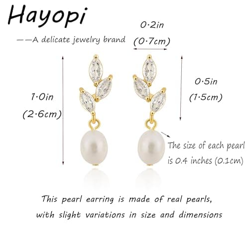 Wedding Earrings for Brides:Gold Pearl Dangle Drop Earrings Gold Jewelry - Thumbnail 4