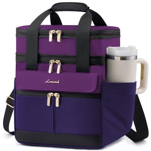 LOVEVOOK Insulated Lunch Bag Women Men,Expandable Double Deck Lunch Box for Women With Large Cup Holder,Leakproof Cooler Bag For Adult Lunch Tote Bag Work Picnic Beach with Adjustable Shoulder Strap