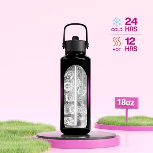 POWCAN 18 oz Insulated Water Bottle with Straw: Cold for 24H, Lightweight, Flex Cap, Stainless Steel Kids Water Bottle for Sport, Outdoors, Adventure, Biking, Hiking, Trekking, Travel (Neon Night) - Thumbnail 2