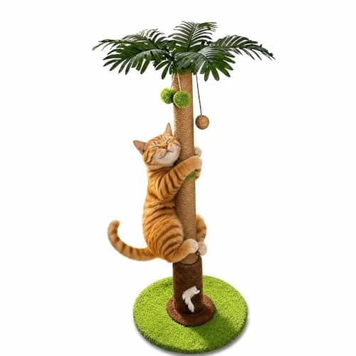 RPZ Cat Scratching Post for Cats – Sturdy Sisal Scratcher with Dangling Toys – Protect Furniture & Encourage Healthy Claws – Multi-Level Cat Tower for Small to Large Cats