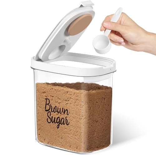 Moryimi Brown Sugar Keeper Storage Container, 1.9 Quart Brown Sugar Container Airtight with Spoon, Clear food storage containers with lids - Image 1