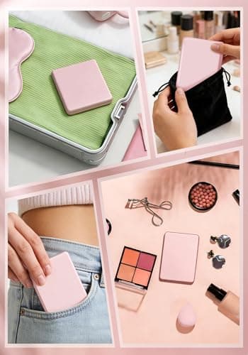 SisKokoro Compact Mirror, Rechargeable 30X Magnifying Mirror with 3 Lighting Modes & Dimmable Brightness, Portable Travel Makeup Mirror with Light, Essentials for Travel, Pocket, Purse Pink - Thumbnail 5