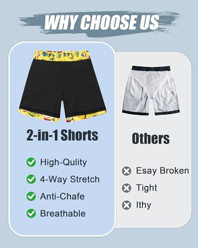 Boys Swim Trunks Size 10-12 Yellow Fish Sports Boy Swim Shorts with Compression Liner Beach Shorts Yellow Fish Quick Dry Bathing Suit 10-12 Novelty Beach Boys Board Shorts 10T 11T 12T - Thumbnail 4