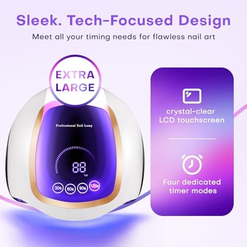Gugusure UV LED Nail Lamp, Upgrade 180W Nail Dryer for Gel Polish with LCD Display, Auto Sensor and 4 Timer Settings, Professional Curing Lamp Light with 42 Beads for Salon and Home - Thumbnail 2