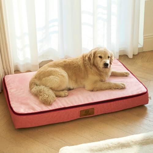 LIORCE Orthopedic Memory Foam XXL Dog Bed - 6" Thick Beds for Extra Large Sized Dog - Waterproof Removable Washable Cover & Wrap-Around Zipper - Ultimate Comfort & Easy Maintenance, Pink - Thumbnail 5