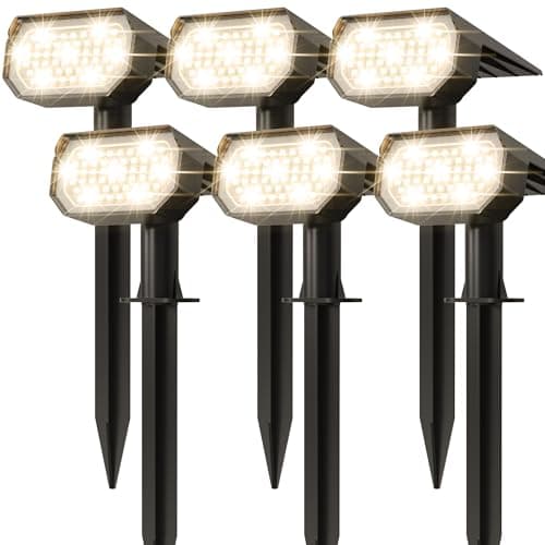 Ensenior Solar Spotlights Outdoor, 56 LEDs Brightness Adjustable 3000K LED Solar Garden Lights, Halloween Christmas Landscape Lighting for Flag/Yard/Pathway, IP65 Waterproof - 6 Pack
