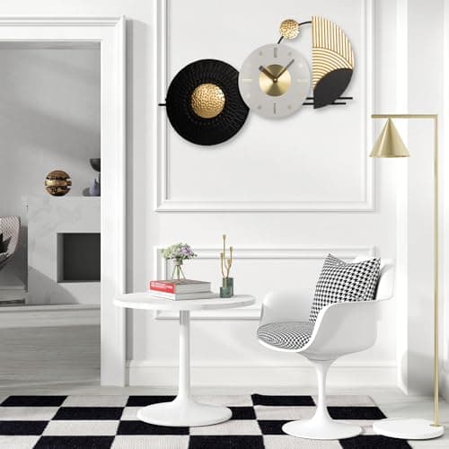 Tiuposr 26x16 Inches Large Modern Irregular Wall Clock, Unique Silent No-Ticking Battery Operated Decorative Clocks for Living Room, Bedroom, Kitchen, Home Office, Entryway - Thumbnail 6