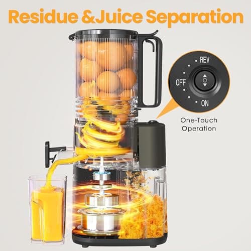Cold Press Juicer, 5.5inch Wide Feed Chute Juicer Machine, Slow Masticating Juicer for Whole Vegetables & Fruits, Black - Thumbnail 6