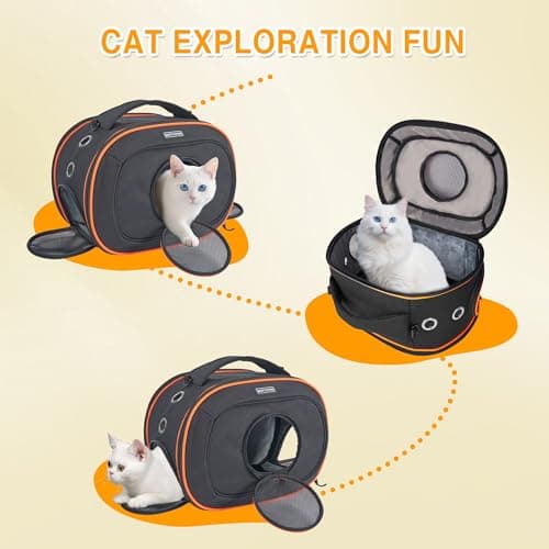 Airline Approved Cat Carrier 17" x 12.5" x 9", Fully Removable with Thick Double-Sided Padding, Breathable & Portable for Cats, Rabbits, Hamsters Under 12 lbs - Thumbnail 6