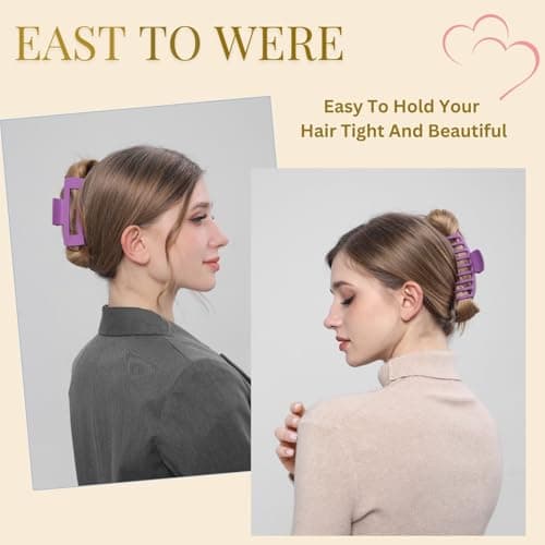 LuSeren 8 Pack Colorful Hair Clips for Women 4.3 Inch Large Hair Claw Clips for Women Thin Thick Curly Hair, Big Banana Clips,Strong Hold jaw clips - Thumbnail 3