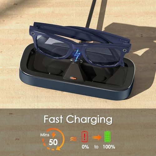 Charging Station for Meta Ray-Ban Glasses - Wayfarer, Skyler, Headliner & Oakley Meta HSTN Charger with LED Indicator (Blue) - Thumbnail 3