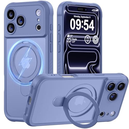 MOCCA Design for iPhone 17 Pro Case, Compatible with Magsafe [Premium Invisible Magnetic Ring Stand] [Military Drop Protection] Full Camera Guard Translucent Matte Slim Phone Cover 6.3",Lavender Grey - Image 1