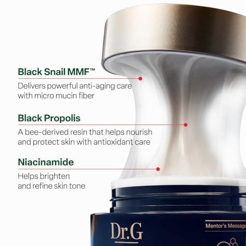 Dr. G Black Snail Cream - Korean Skincare with Snail Mucin - Anti-Aging Face Cream for Fine Lines - Firming Lotion for Skin Elasticity - Moisturizer for Skin Dullness - Deep Nourishment - 1.69 fl oz - Thumbnail 4