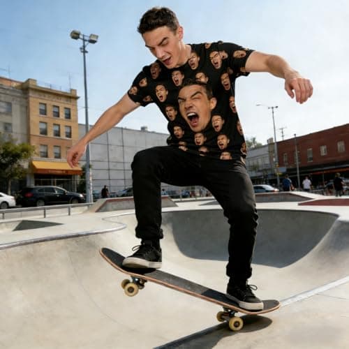 Personalized Prank Photo Customized T-Shirt - Customized Clothing Featuring Your Photo | Suitable for Parties, Gatherings, as a Surprise Appearance Black - Thumbnail 6