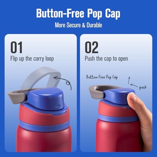 Coolflask MegaSip Stainless Steel Water Bottles 40 oz with Straw, Insulated Water Bottle Leak-Proof, 24+ Hours Cold, BPA-Free Dishwasher Safe, Water Flask for Sports Gym Work Office, Crimson Cobalt - Thumbnail 3