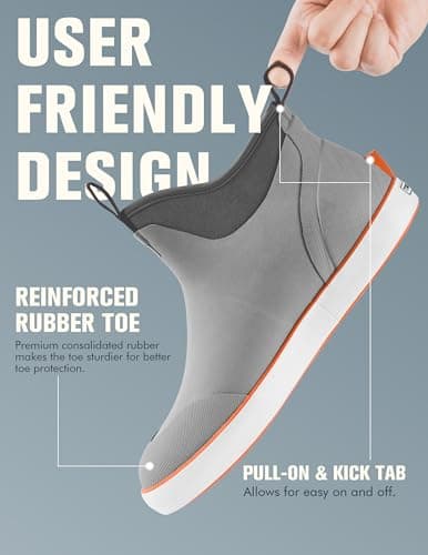Trudave Deck Boots for Men, Waterproof Rain Boots with High Traction, Slip On Saltwater Fishing Boots Neoprene Rubber Ankle Boots for Boating Sailing - Thumbnail 5