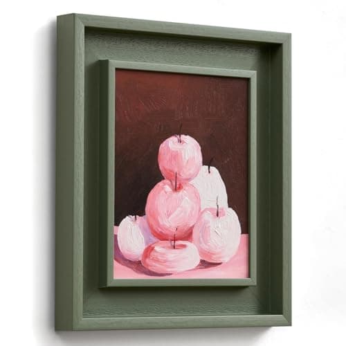 Modern Framed Original Hand‑Painted Pink Fruit Still Life Canvas Wall Art