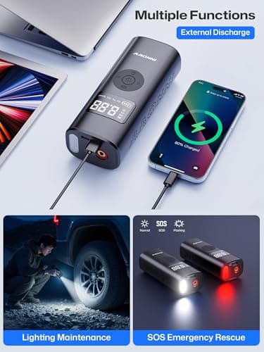INNOVV P1 Portable Aluminum Tire Inflator 150PSI - 3X Faster Cordless Air Compressor with Auto-Shutoff, Electric Car Air Pump & Tire Pressure Gauge for Car, Motorcycle, Bike, Ball - Thumbnail 5