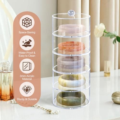 Oubou Belt Organizer, 5-Tier Acrylic Belt Storage & Holder for Closet, Clear Acrylic Display Case with Dust Cover for Belts (5-Tier) - Thumbnail 4