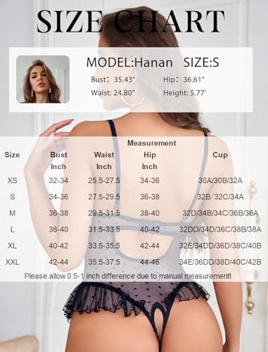 Avidlove Women Lingerie Lace Teddy One Piece Mesh Mini Bodysuit Sleepwear Navy Blue S - Thumbnail 6