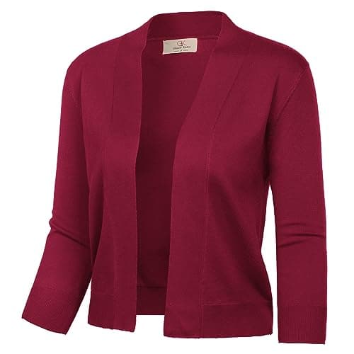 GRACE KARIN Women's Shrug Sweaters 3/4 Sleeve Cardigans for Women Lightweight Burgundy Fall Cardigan for Dress 3XL - Image 1