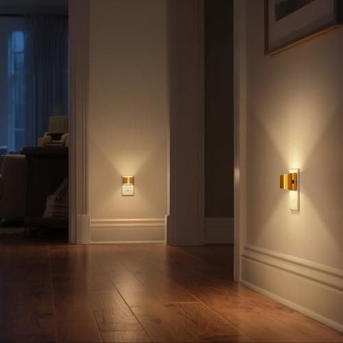 DORESshop LED Night Light[2 Pack], Golden Night Lights Plug into Wall, 3 Level Brightness Adjustable Plug in Night Light, Dusk to Dawn Sensor, Nightlights for Adults, Bedroom, Bathroom, Hallway, 3000K - Thumbnail 4