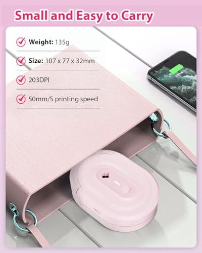 NDYIN Label Maker Machine with Tape, N12 Portable Bluetooth Label Printer, Wireless Mini Label Makers Thermal Sticker with Multiple Templates for Home, Kitchen, School, Office Organization, Pink - Thumbnail 6