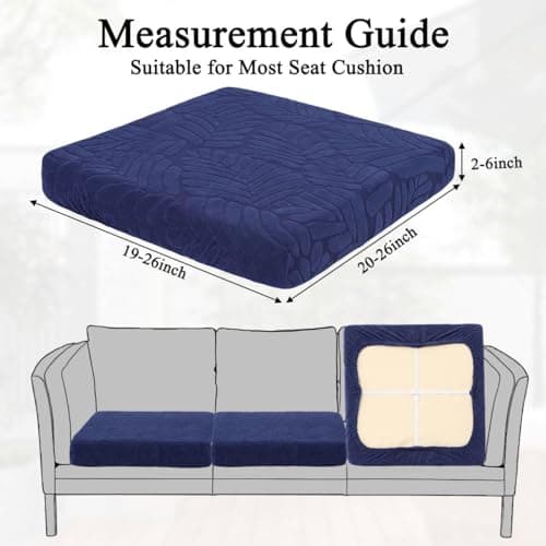 HEBE Stretch Patio Cushion Covers Set 8pcs,Waterproof Outdoor Couch Covers Replacement,Washable Reusable Seat Cushion Slipcovers for Patio Furniture Protector,Chair Cushion Cover - Thumbnail 3