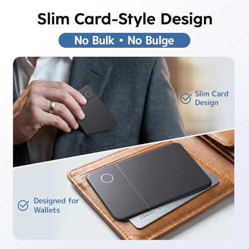 Apple Find My Wallet Tracker Card, Rechargeable Slim Bluetooth Wallet Finder for iPhone, Item Locator for Wallet, Keys, Passport & Luggage, iOS Only, Black - Thumbnail 5