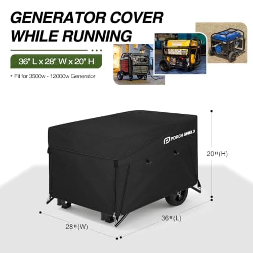 Porch Shield Generator Covers Running - Heavy Duty Waterproof Generator Rain Tent Shelter for 3500-12000 Watt, Black - Thumbnail 2