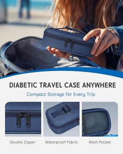 WOODAKE Insulin Vial Cooler Travel Case TSA Approved, 300g Reusable Ice Brick Insulin Pen Case Holds 2 Pens and 2 Vials, Long Lasting Medication Cooler for Travel Camping and Outdoor Activities (Blue) - Thumbnail 6