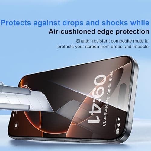 OneFish Full Edge Coverage Tempered Glass Screen Protector for IPhone 15/IPhone 14 Pro 6.1 inch, 2 Pack Edge Reinforcement, Self-Aligning Installation, Case Friendly HD Screen Protectors - Thumbnail 5
