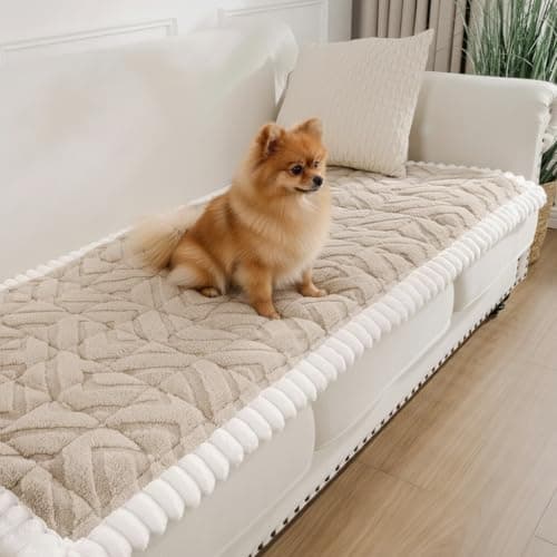 SHACOS 29.5"x61" Couch Cover for Dogs Non Slip Washable, Soft Fuzzy Pet Couch Covers for 2-3 Cushions Sofa, Pet-Friendly Sofa Pad Couch Protector, Brown - Image 1