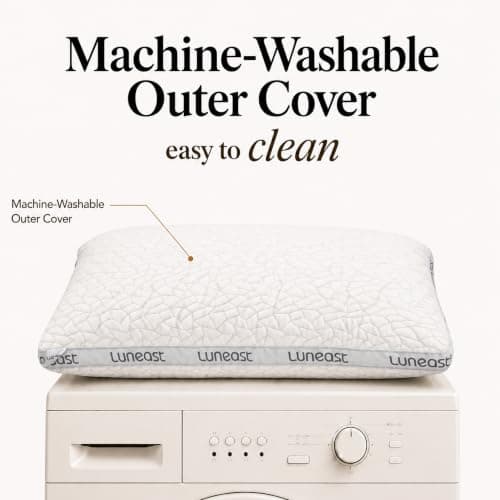 Luneast Memory Foam Pillows for Sleeping Adjustable Bamboo Blend Breathable Bed Pillow for Side, Back, and Stomach Sleepers Washable Pillow Cover Nocturne Queen Size 17x27IN - Thumbnail 2