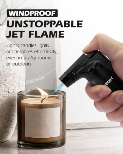 NEON 5 Pack Torch Lighters with Visible Fuel Window Jet Flame Multi Utility Lighter, Windproof, Safe, Butane Refillable Torch Lighter for Candle Grill BBQ Fireplaces - Thumbnail 2